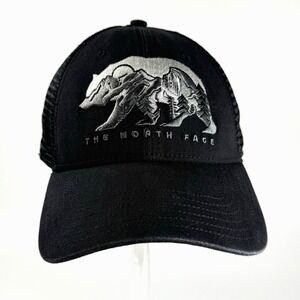 The North Face Black Trucker Hat Embroidered Bear, Mountains One Size Snapback